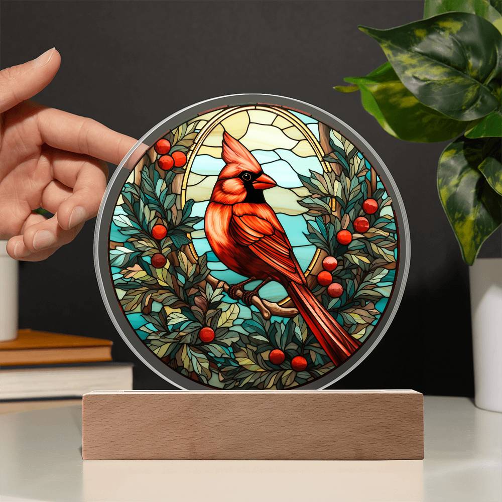 Christmas Cardinal Acrylic Circle Plaque