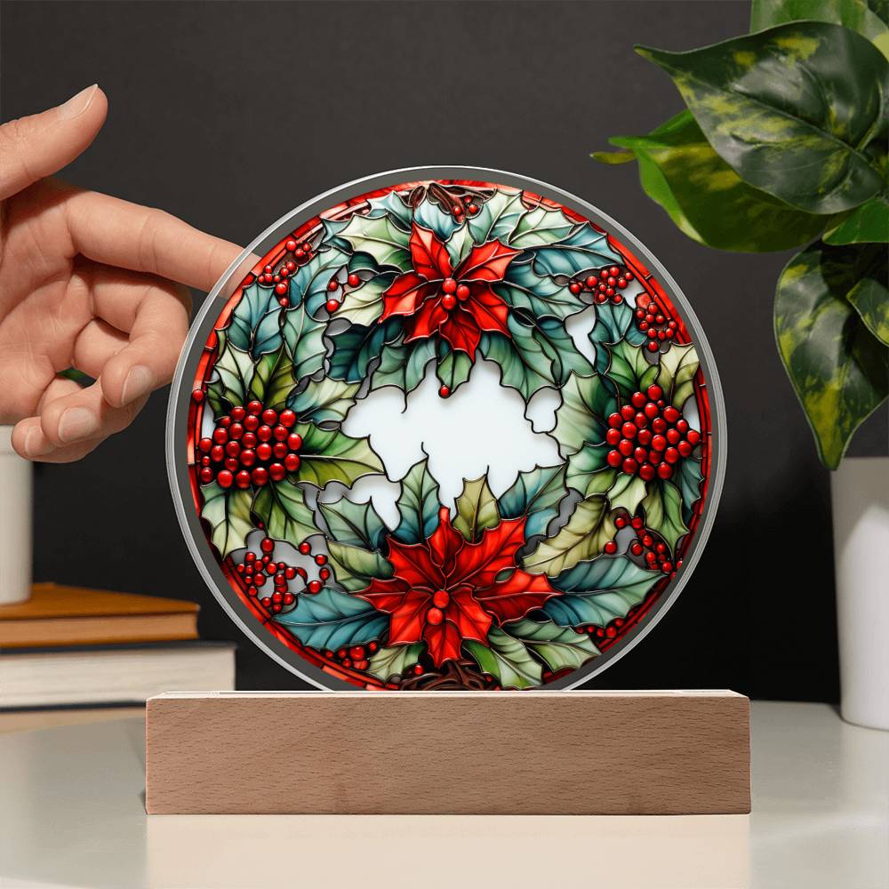 Christmas Wreath Acrylic Circle Plaque
