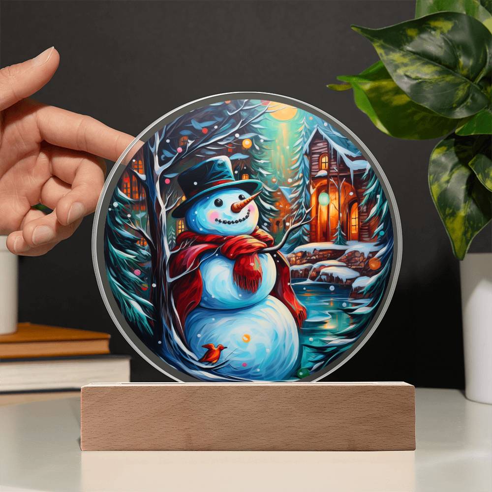 Snowman Is Feeling Acrylic Circle Plaque