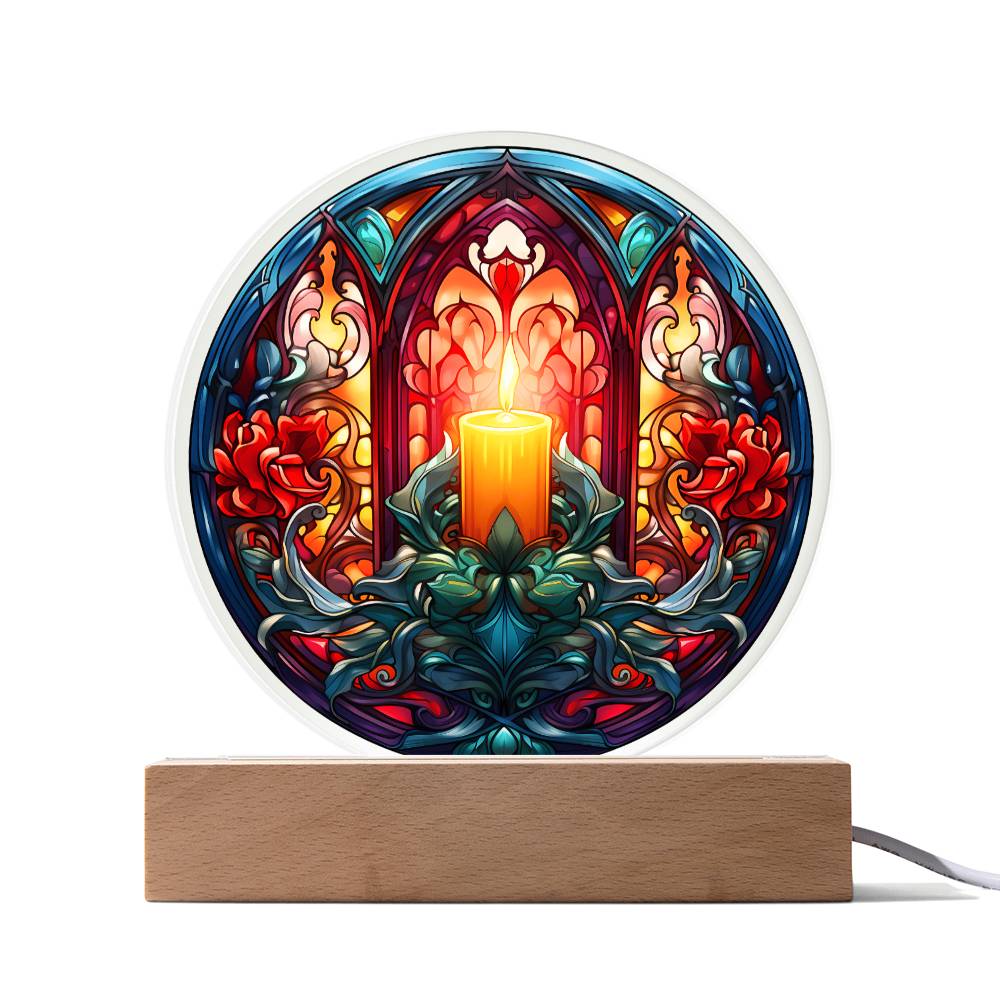Warm Candle-Acrylic Circle Acrylic Plaque