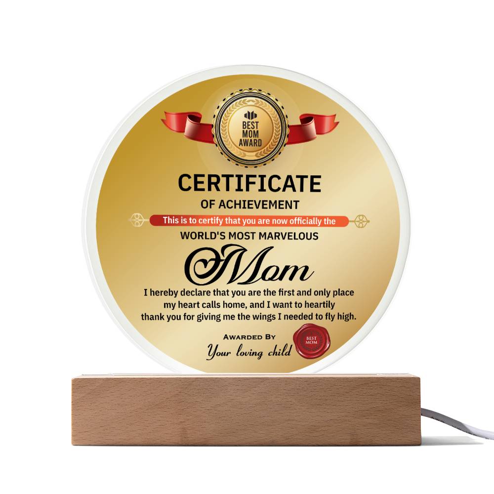 Mom-World_s Most Marvelous-Circle Acrylic Acrylic Circle Plaque