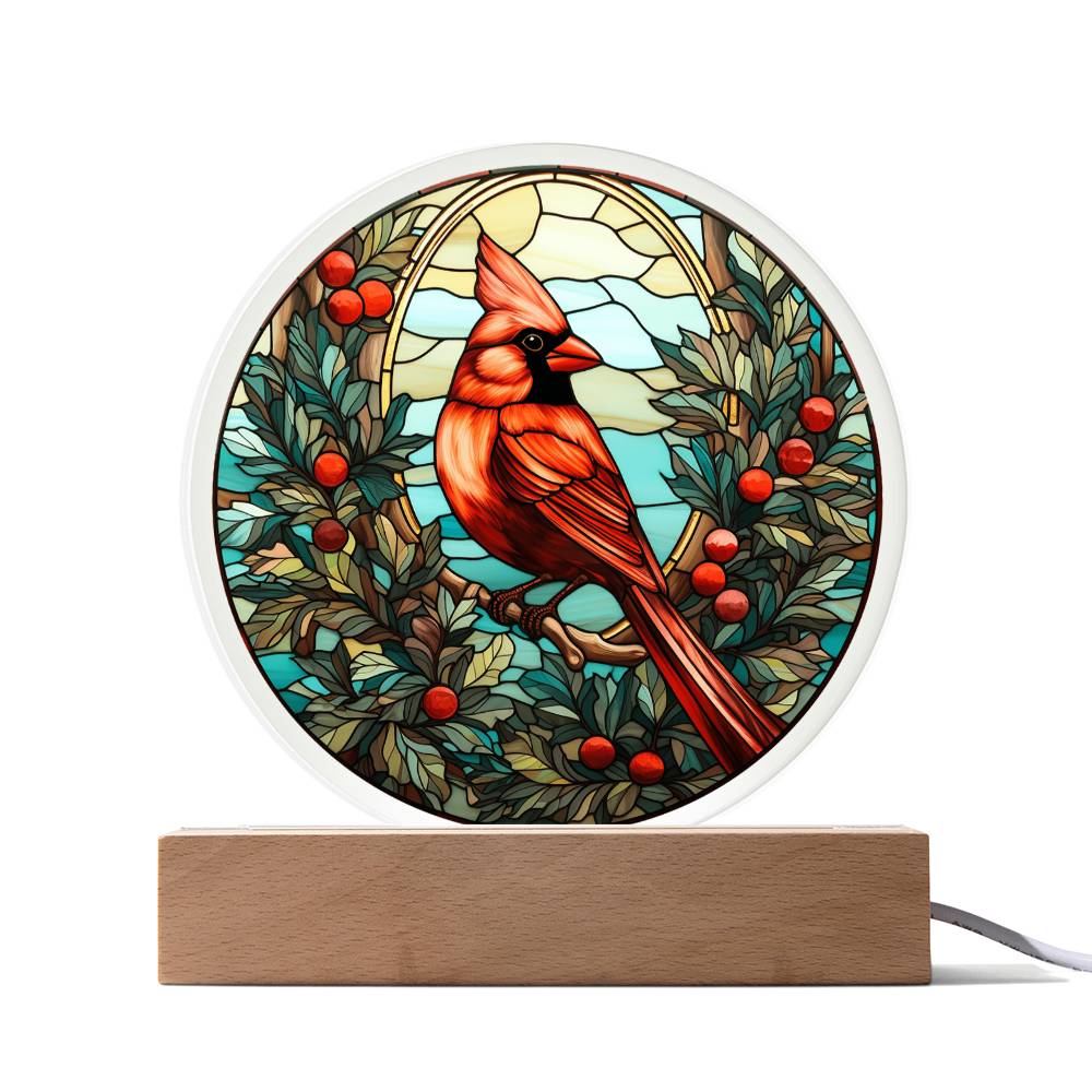 Christmas Cardinal Acrylic Circle Plaque