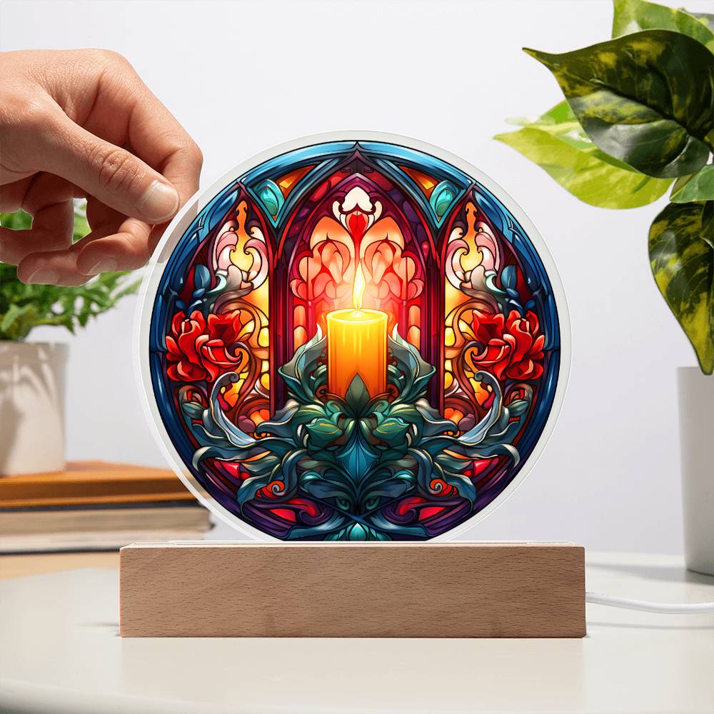 Warm Candle-Acrylic Circle Acrylic Plaque