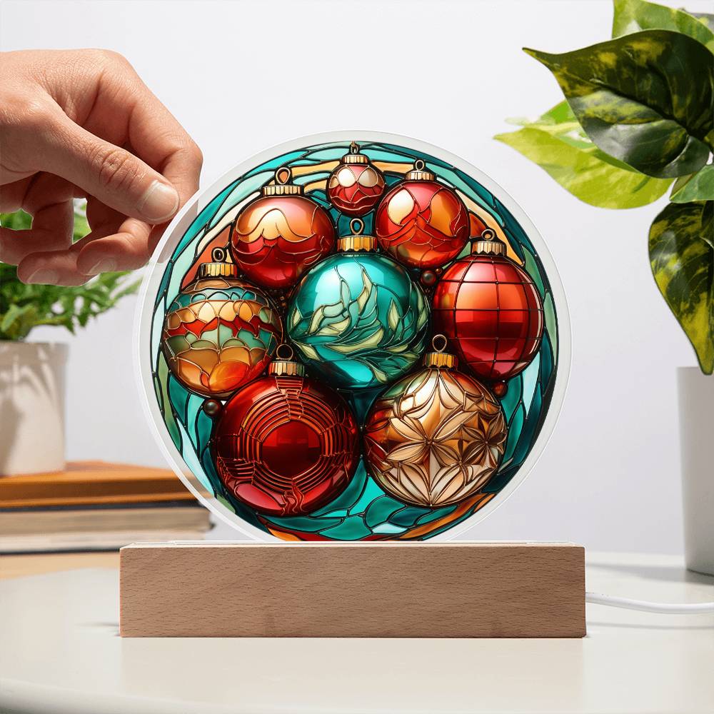 Christmas Balls Acrylic Circle Plaque