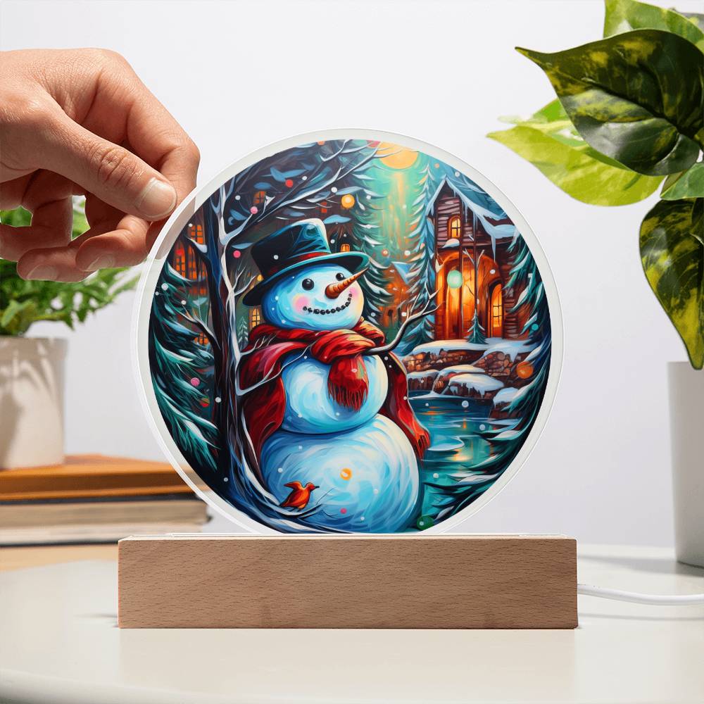 Snowman Is Feeling Acrylic Circle Plaque