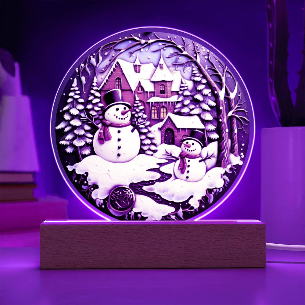 Twin Snowman Acrylic Circle Plaque
