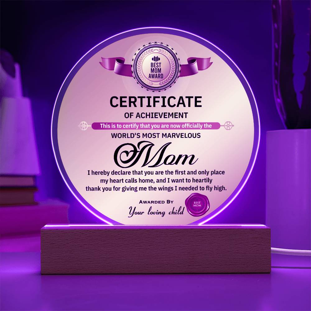 Mom-World_s Most Marvelous-Circle Acrylic Acrylic Circle Plaque