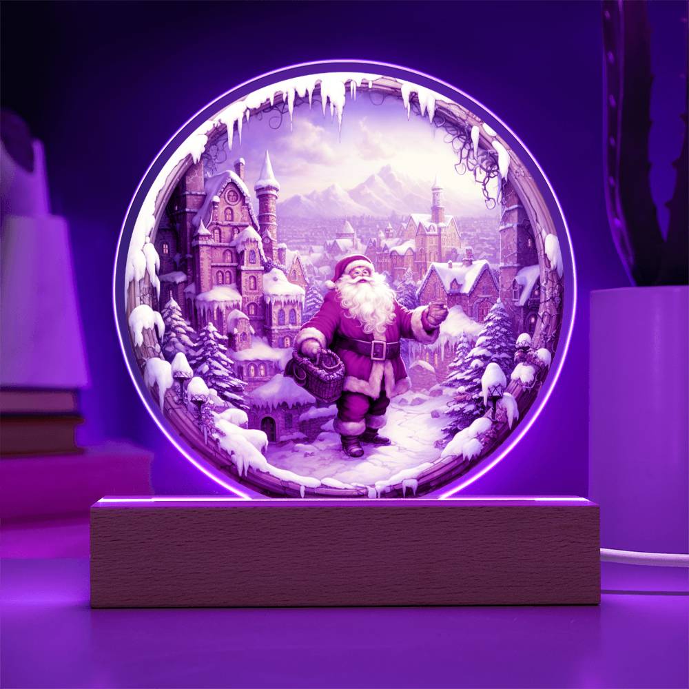 Santa Claus Comes To Town Acrylic Circle Plaque