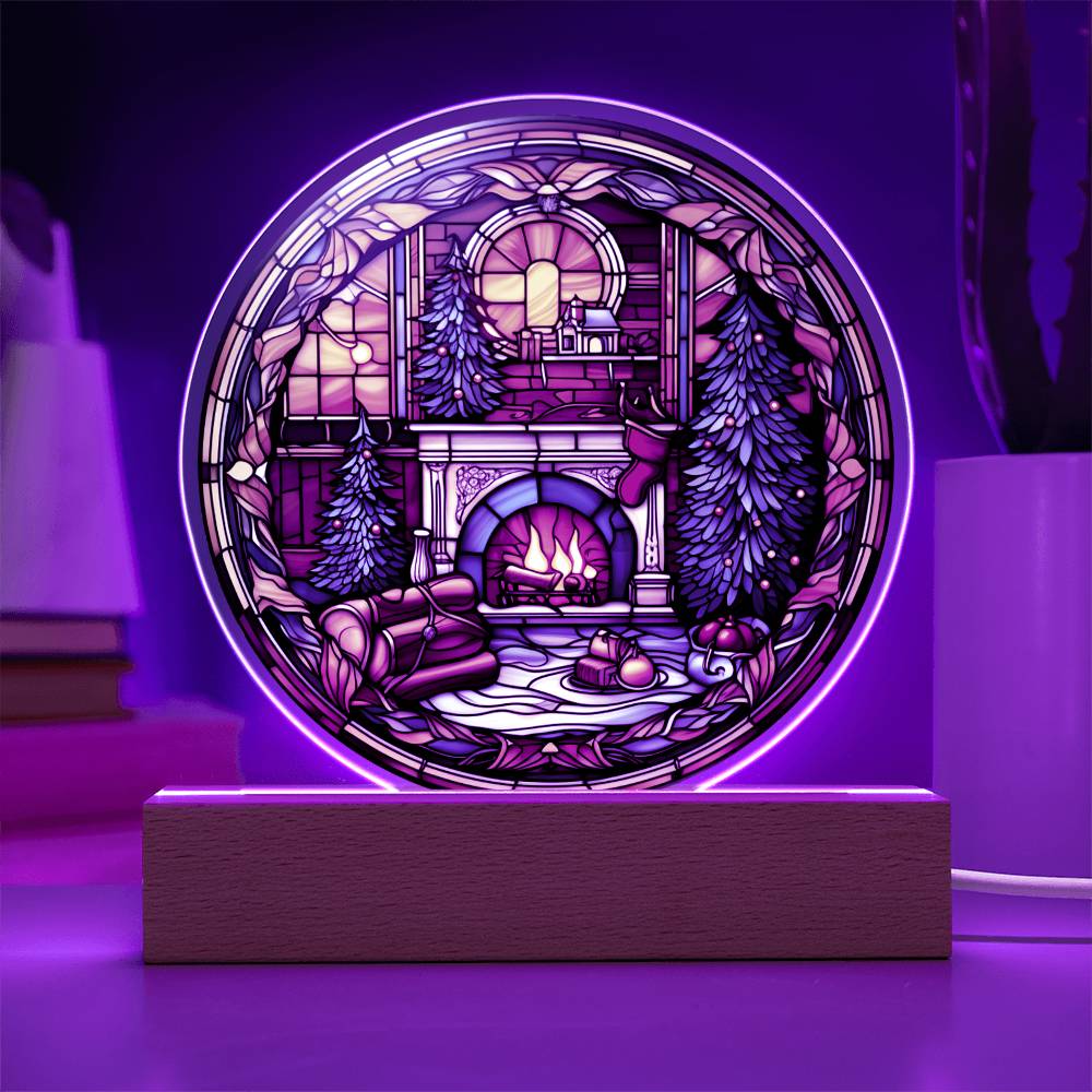 Christmas Fireplace Acrylic Circle Plaque