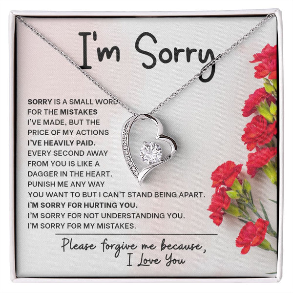 Eternal Remorse: Forever Love Necklace with 'I'm Sorry' Message Card