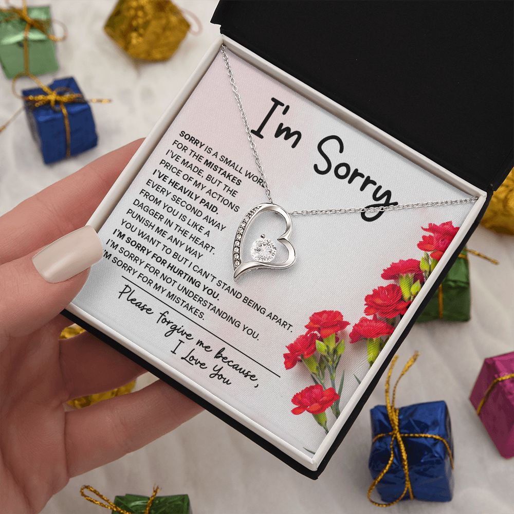 Eternal Remorse: Forever Love Necklace with 'I'm Sorry' Message Card