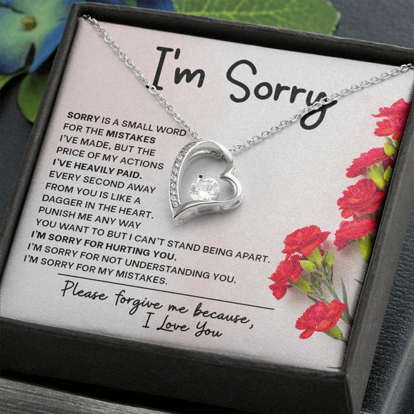 Eternal Remorse: Forever Love Necklace with 'I'm Sorry' Message Card