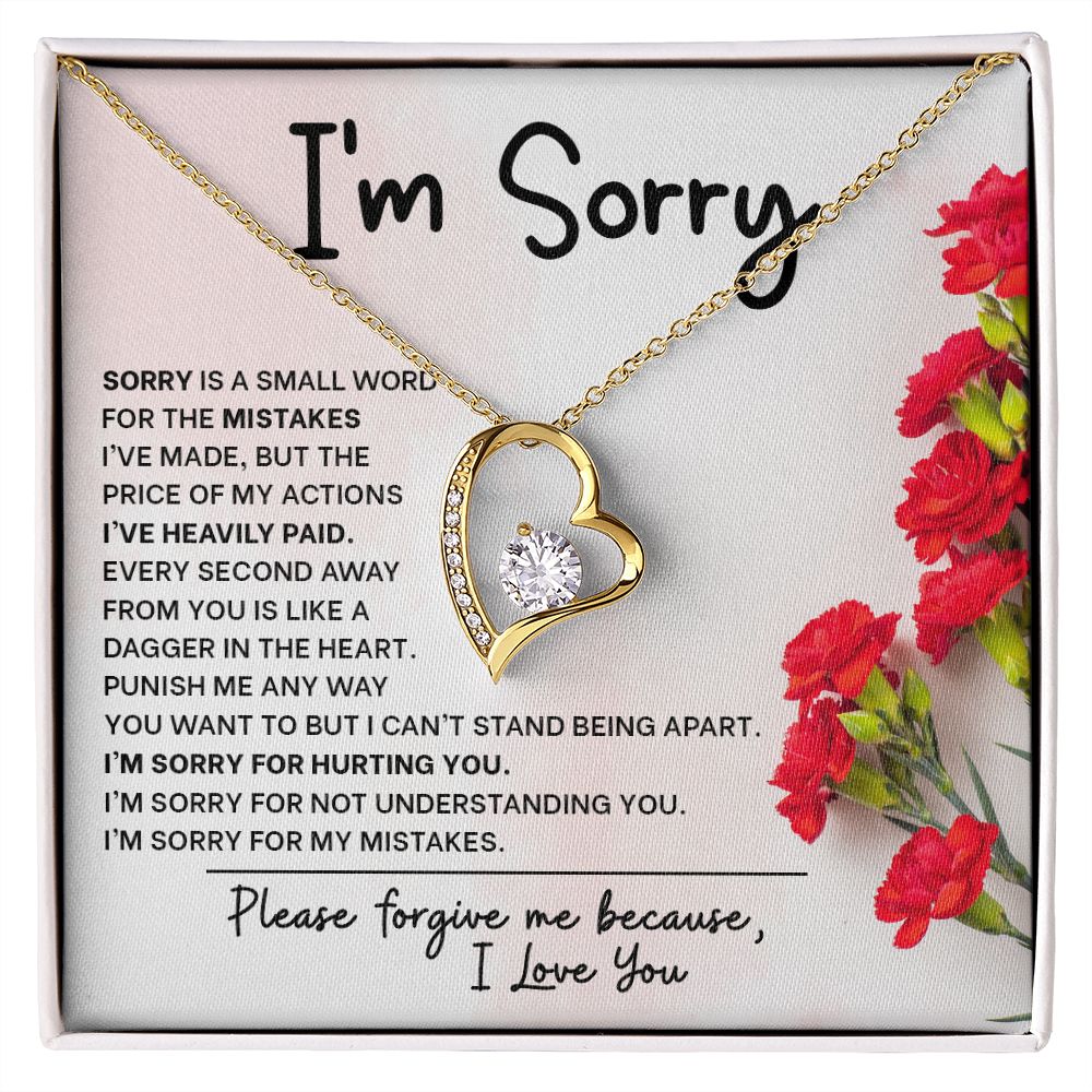 Eternal Remorse: Forever Love Necklace with 'I'm Sorry' Message Card