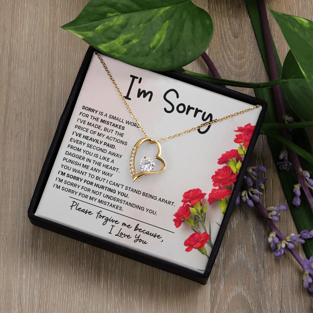 Eternal Remorse: Forever Love Necklace with 'I'm Sorry' Message Card