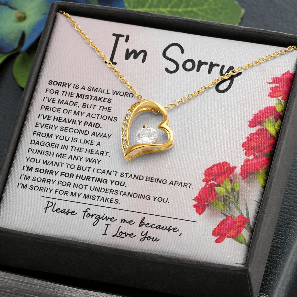 Eternal Remorse: Forever Love Necklace with 'I'm Sorry' Message Card