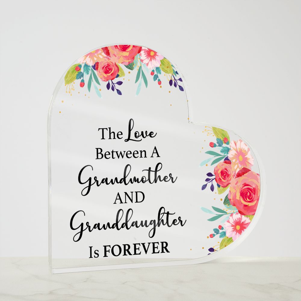 MD: Granddaughter love for Grandmother - Acrylic Heart Plaque