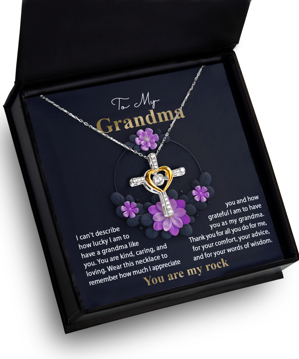 Grandma-Words Of Wisdom - Heart Cross Necklace