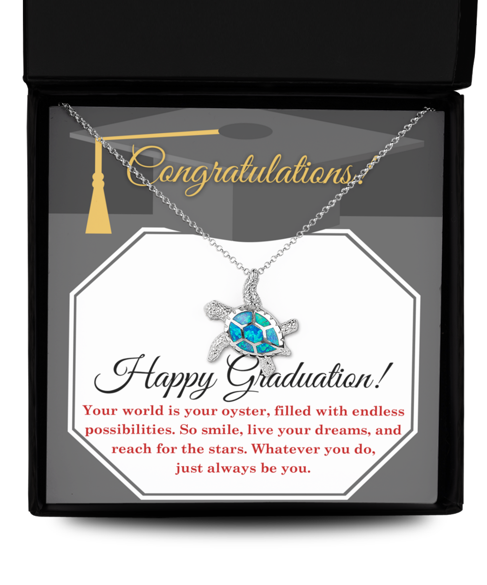 Happy Graduation-Your Oyster - Opal Turtle Necklace