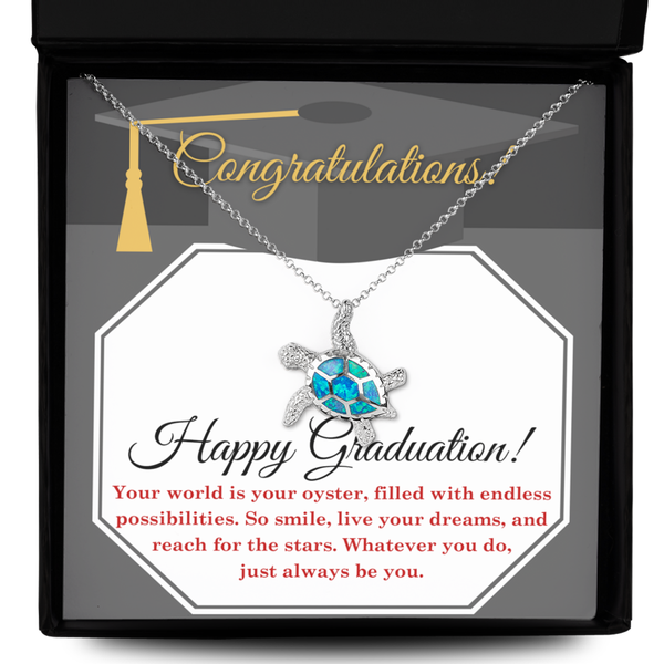 Happy Graduation-Your Oyster - Opal Turtle Necklace
