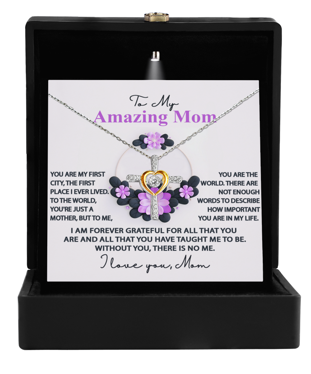 Mom-Forever Grateful-GB Cross Necklace
