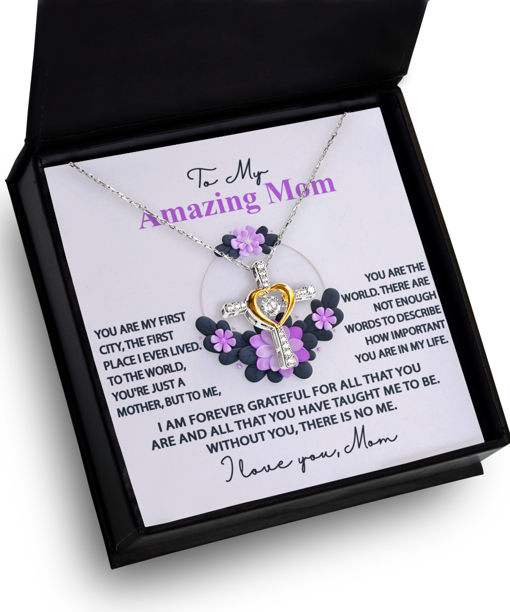 Mom-Forever Grateful-GB Cross Necklace