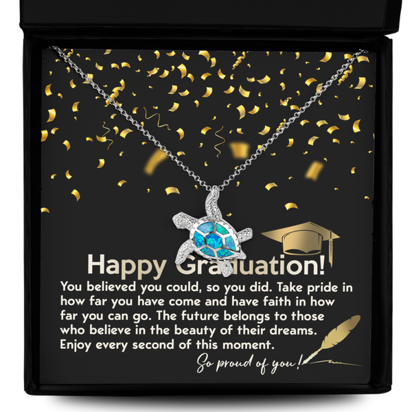 Happy Graduation-This Moment - Opal Turtle Necklace