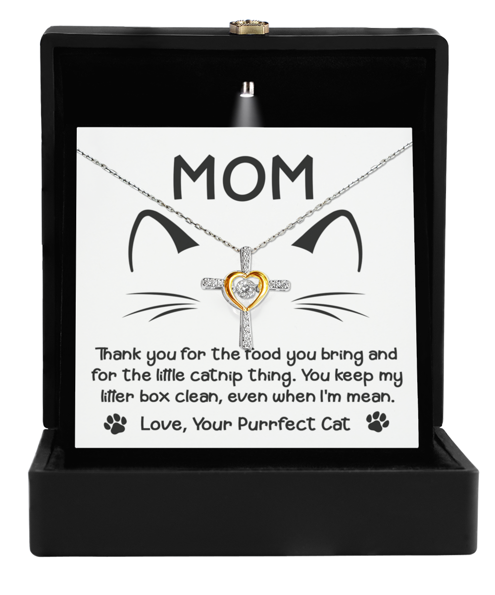 Cat Mom-When I'm Mean-GB - Cross Necklace