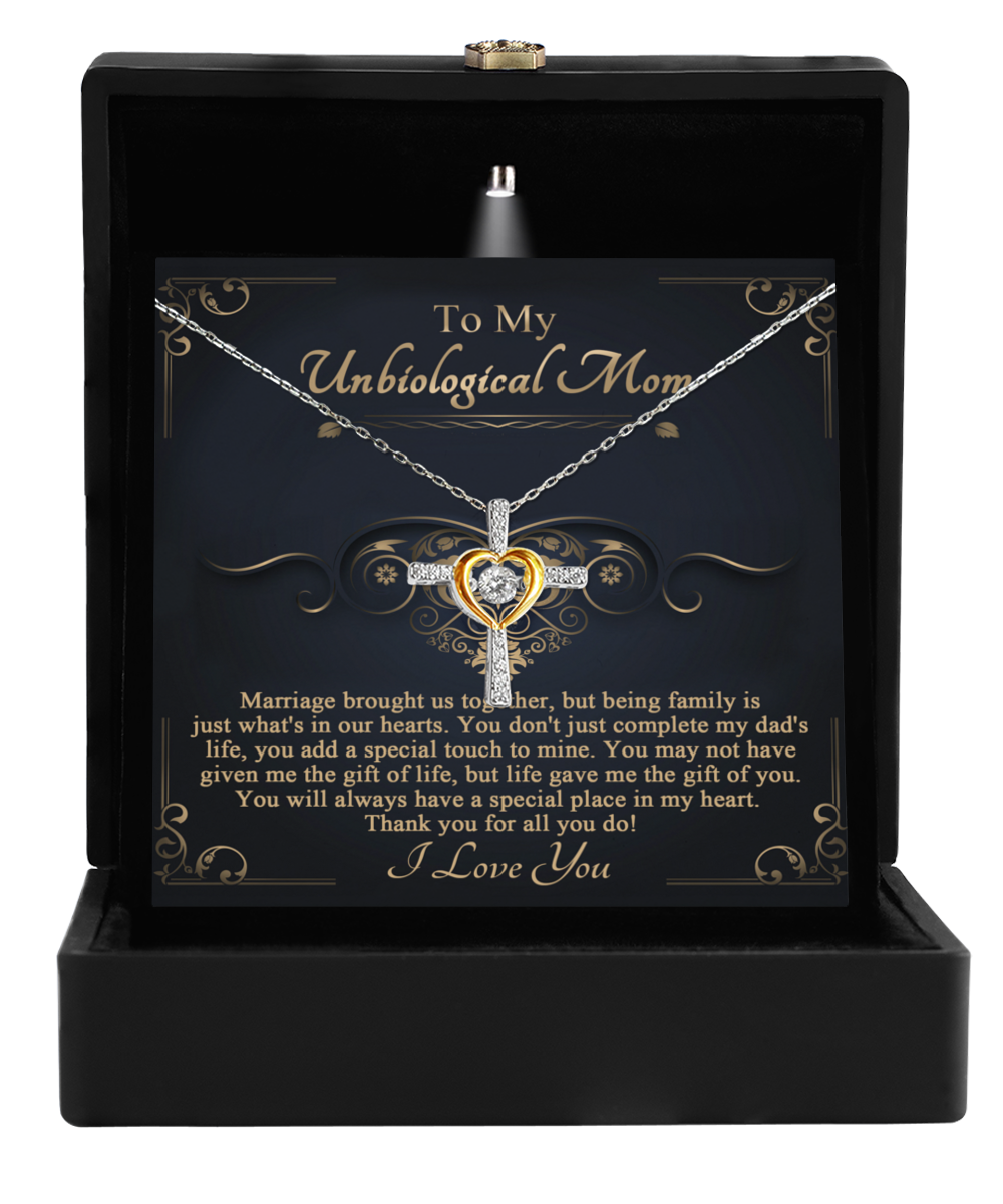 Unbiological Mom-In Our Hearts - Cross Dancing Necklace