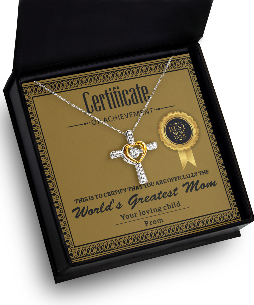Mom-Certificate Of Achievement-GB Cross Necklace