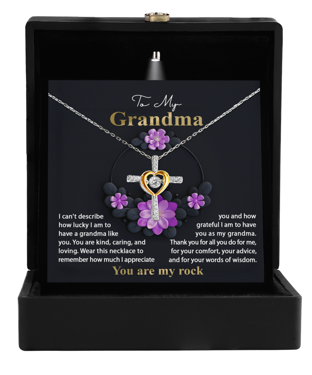 Grandma-Words Of Wisdom - Heart Cross Necklace