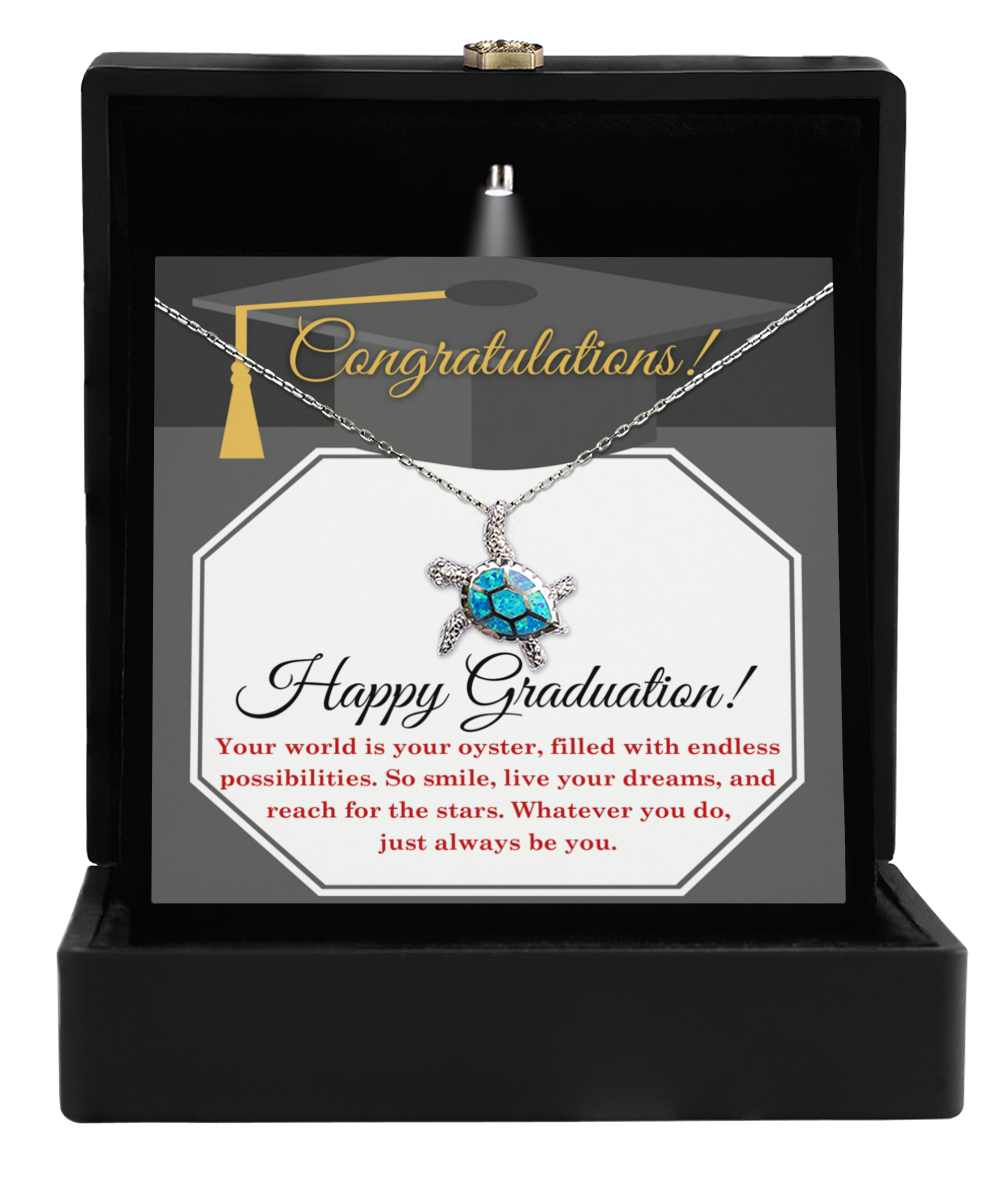 Happy Graduation-Your Oyster - Opal Turtle Necklace