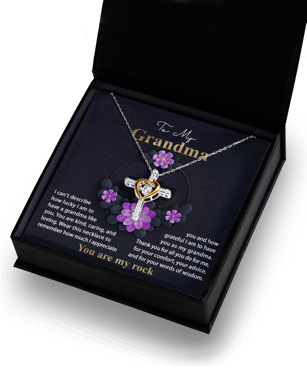 Grandma-Words Of Wisdom - Heart Cross Necklace