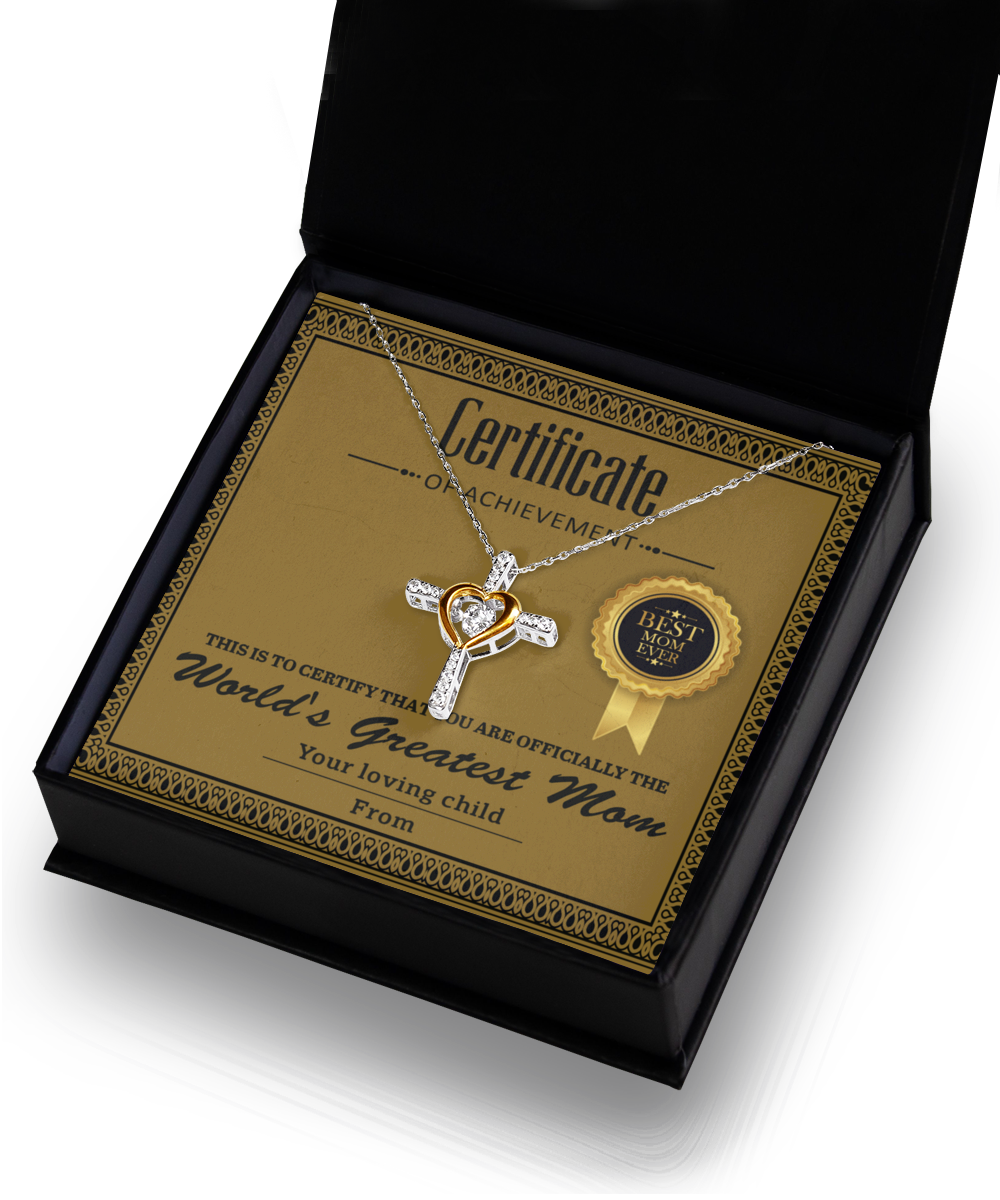 Mom-Certificate Of Achievement-GB Cross Necklace