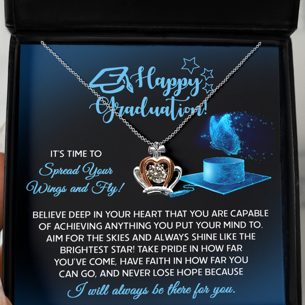 Happy Graduation-Spread Your Wings- Crown Pendant Necklace