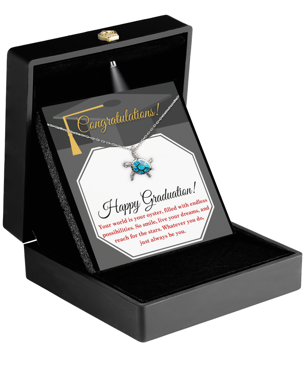 Happy Graduation-Your Oyster - Opal Turtle Necklace