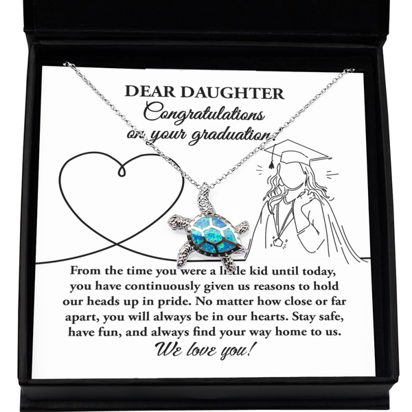 Daughter-Your Graduation - Opal Turtle Necklace