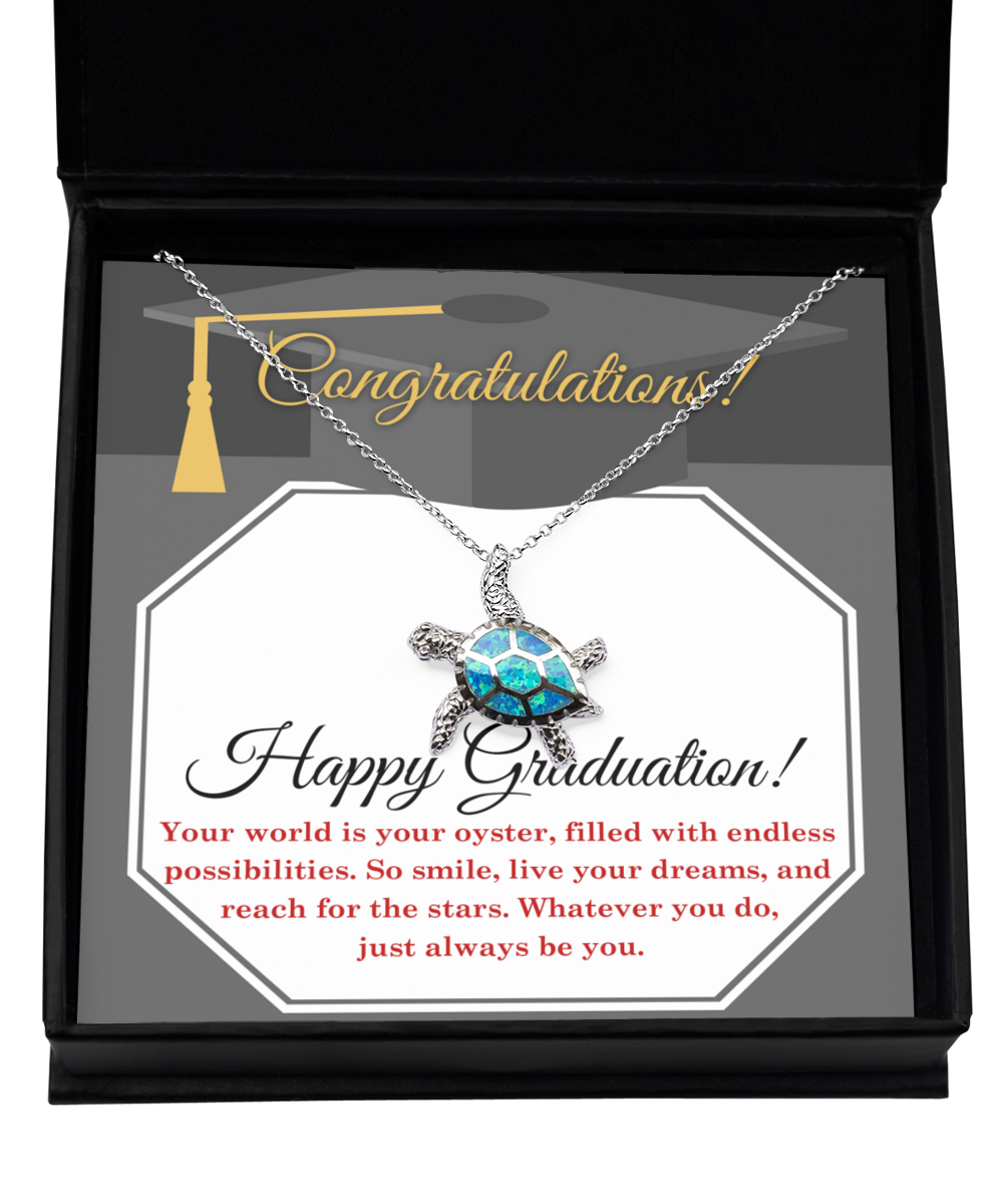 Happy Graduation-Your Oyster - Opal Turtle Necklace