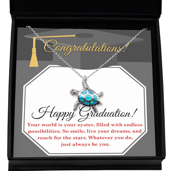 Happy Graduation-Your Oyster - Opal Turtle Necklace