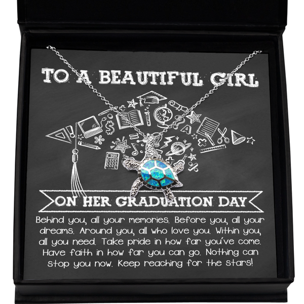 Happy Graduation-All Your Dreams - Opal Turtle Necklace