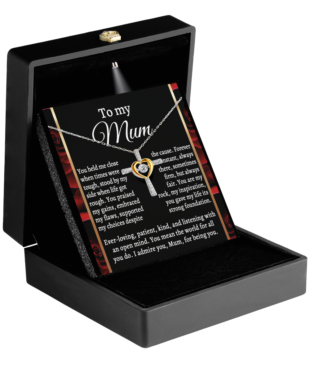 Mom-By My Side-GB Cross Necklace