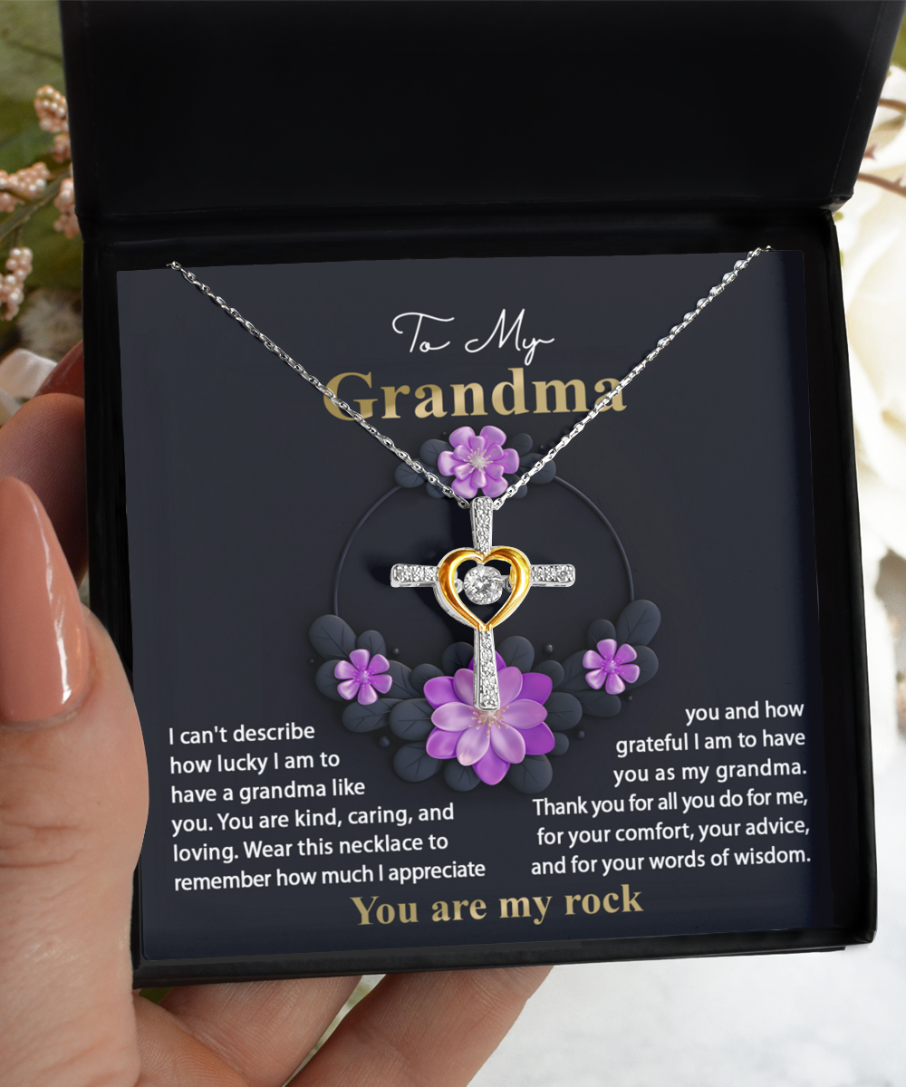 Grandma-Words Of Wisdom - Heart Cross Necklace
