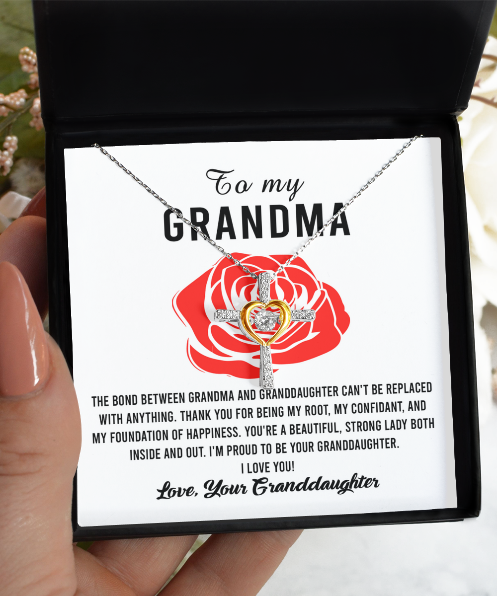 Grandma-Strong Lady - Heart Cross Necklace
