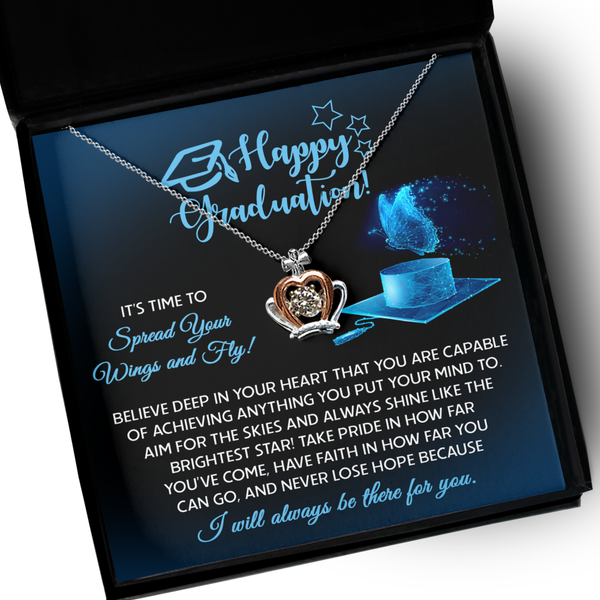 Happy Graduation-Spread Your Wings- Crown Pendant Necklace