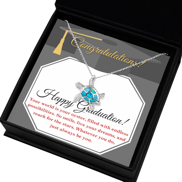 Happy Graduation-Your Oyster - Opal Turtle Necklace