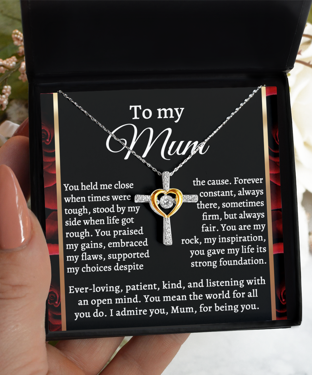 Mom-By My Side-GB Cross Necklace