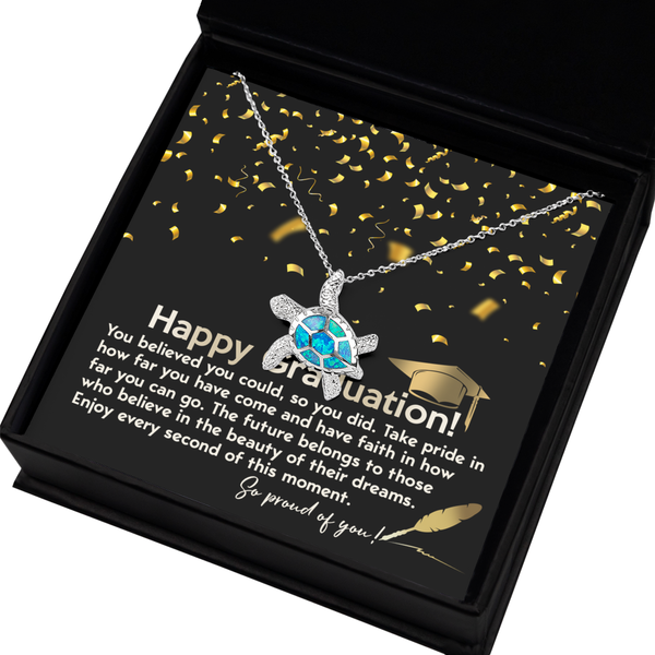 Happy Graduation-This Moment - Opal Turtle Necklace