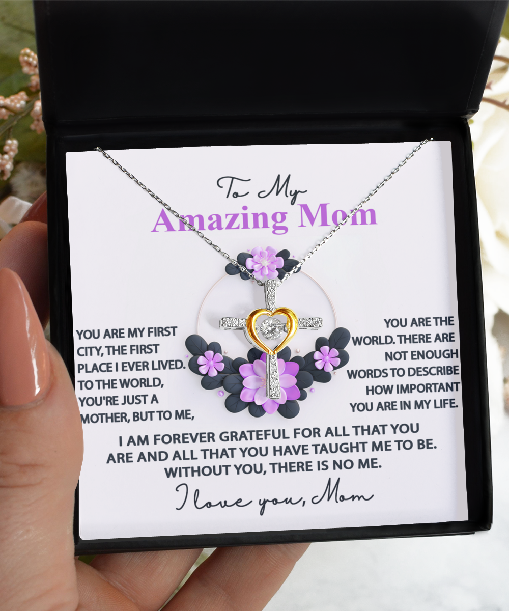 Mom-Forever Grateful-GB Cross Necklace