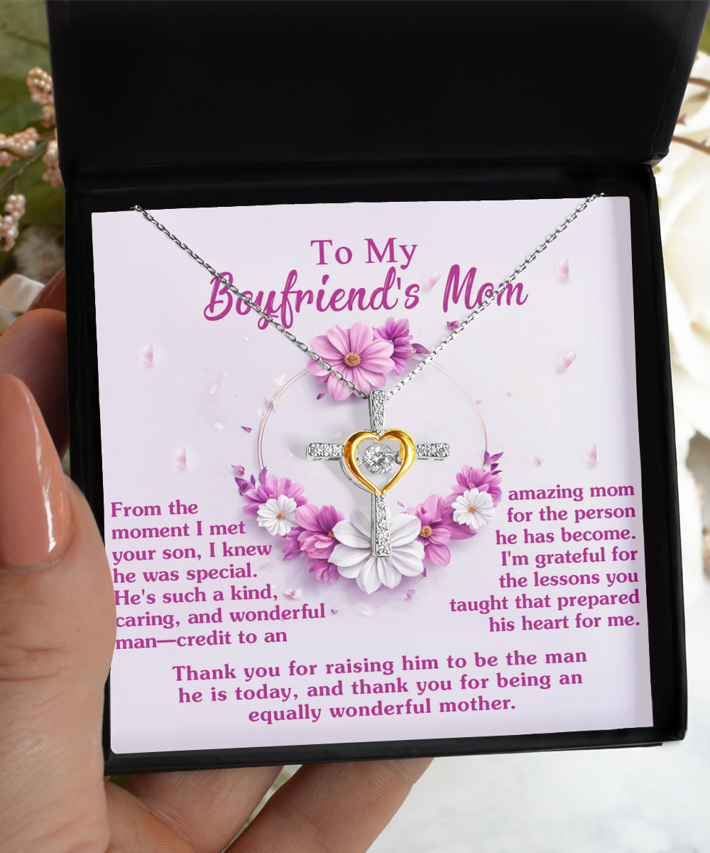 Boyfriend's Mom-Wonderful Mother - Heart Cross Necklace