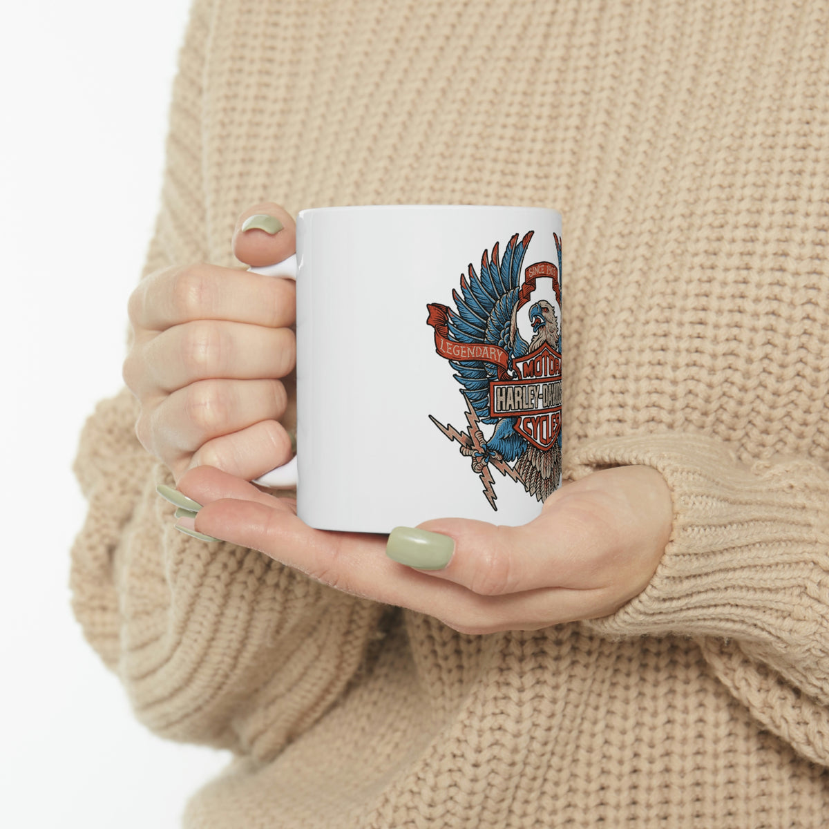 Harley Davidson Color Eagle - Ceramic Mug 11oz - White