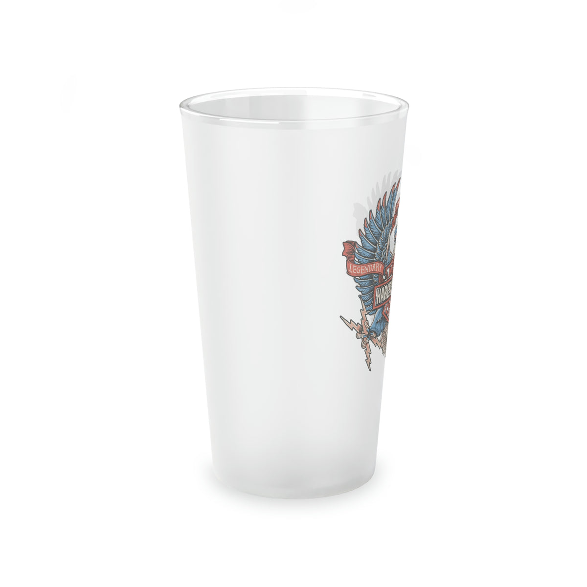 Harley Davidson Color Eagle - Frosted Pint Glass, 16oz